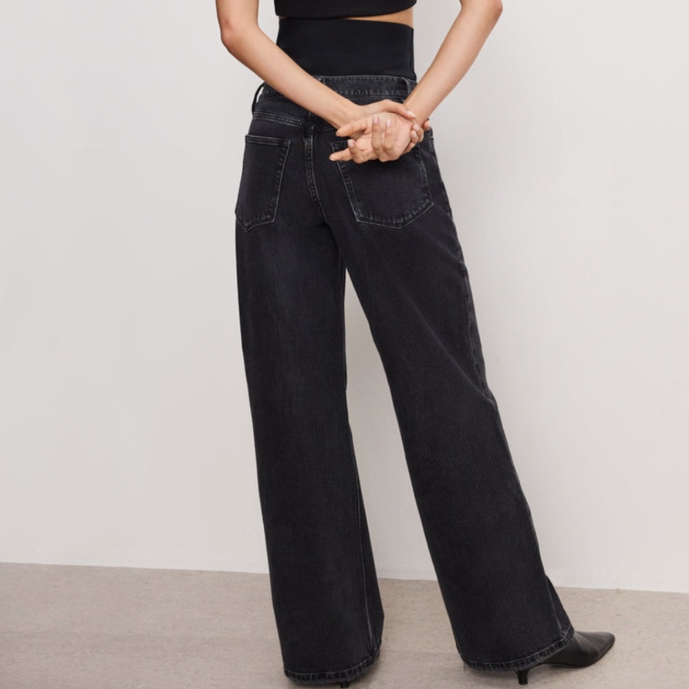 Good American Wide Leg Solution Jeans Black377 - Picture 2 of 15